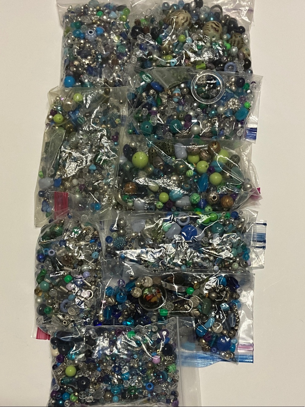 Bulk Assorted Blue & Green Beads Mix for Phone Accessories